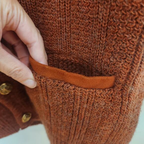 Vtg Puritan Cardigan Sweater Sz Medium Mens Burnt Orange Gold Buttons Wool Blnd - Picture 5 of 12